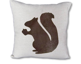 Brown Squirrel - Fall pillow cover on Canvas/linen
