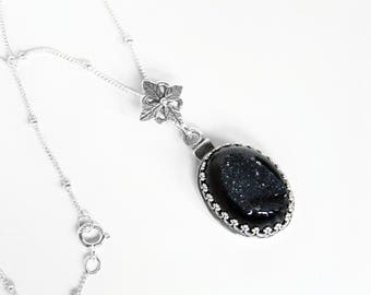 Geode Necklace in Sterling Silver - Druzy Necklace