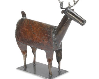 Art Metal Freestanding Deer Sculpture Mantle Decor Rustic Holdiay