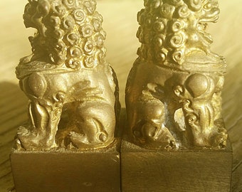 One Pair of Brass Foo Dogs