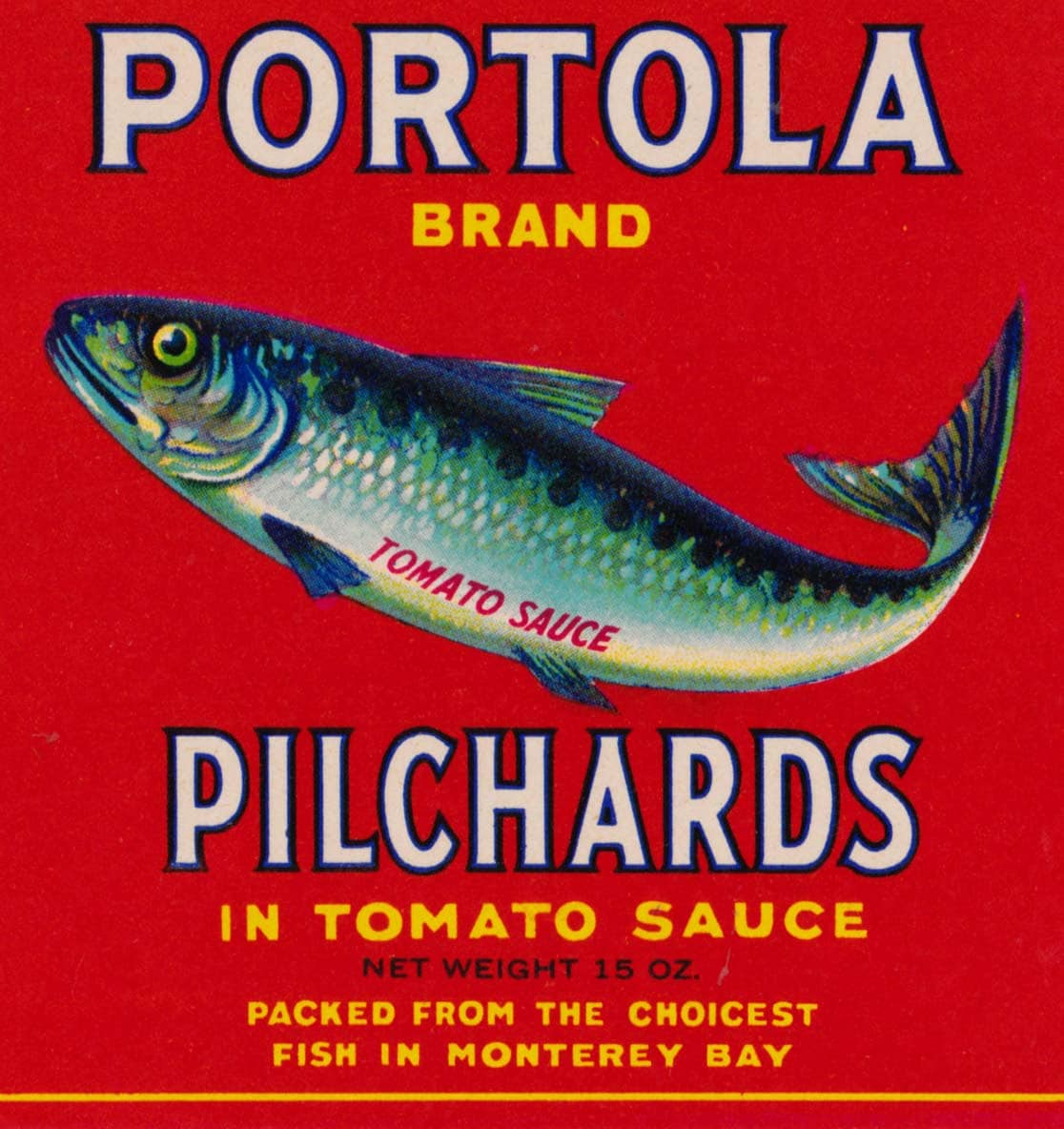 Set of 5 Vintage Portola Sardine Labels from Steinbeck's