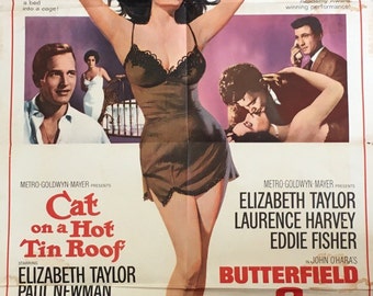 ORIGINAL ELIZABETH TAYLOR Double-Bill 1966 release of Cat on a Hot Tin Roof (1958) and Butterfield 8 (1960)