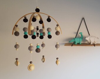 Felt Ball Nursery Mobile (Monochrome Aqua Splash)