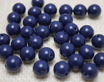 Vintage 10mm Navy Acrylic Lucite Beads (30 pieces)