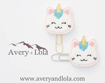 Unicorn Kitty Planner Clip l Unicorn Kitty Paper Clip | Unicorn Kitty Bookmark | Planner Clip | Planner Accessories