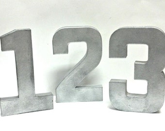 Rustic Metal Table Numbers- Faux Galvanized Metal- Set of 5
