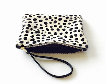 DOTTY Real leather clutch. Hair on hide clutch. Real leather clutch. Animal print clutch.