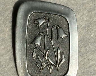 70's Sweden R Tenn Pewter Floral Brooch