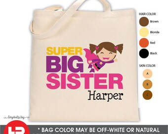 Superhero Big Sister Tote Bag • Superhero Tote Bag • Perfect for a Big Sister Kit • Big Sister gift