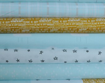 When Skies Are Grey Blue Fat Quarter Bundle by Simple Simon and Company for Riley Blake, 7 pieces