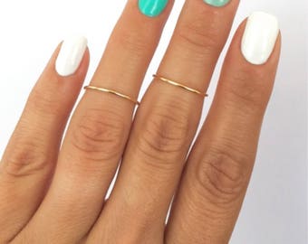 2 Gold Simple Midi Rings. Wear these non tarnish mid knuckle stacking rings in many combinations!