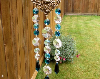 Teal, Aqua Crystal Prism Suncatcher, Mother's Day Gift, 3S-4