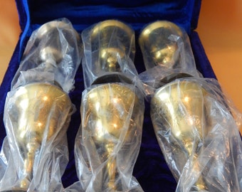 Vintage Safari Brass Cordial Set in Velvet Case