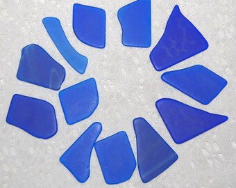 Cobalt blue Faux Sea Glass recycled glass 12 pieces
