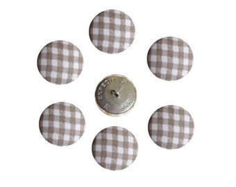 Buttons X 6 size option taupe and white checkered