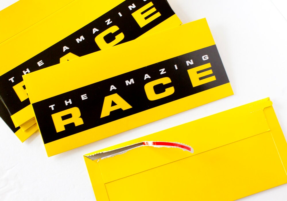 Amazing Race yellow tear-strip envelopes Set of 10