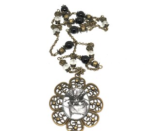 Hand-made jewelry, Theme romance vintage, black agate gemstone