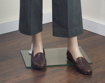 90s vintage Cole Haan loafers 10.5 B / basket weave shoes woven leather loafers size 10 1/2 M