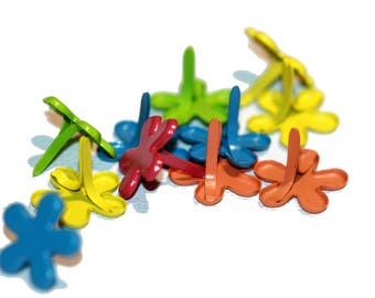 Brads Flower Brads Bright Multi Colored Brads Large Brads Blue Yellow Green Orange 10 Pieces