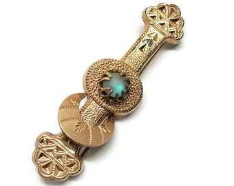 Antique Victorian Saphiret Glass Crescent Moon Brooch Circa 1800s