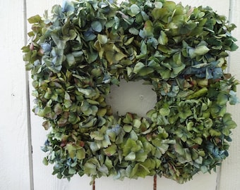 Hydrangea Wreath Square Wreath Natural Wreath Dried Wreath Shabby Chic Home Decor Wall Decor Hostess Gift Wreath