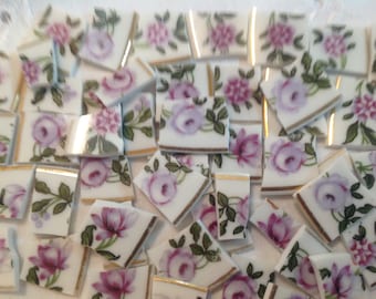 Broken China mosaic tiles~~Handcut Tiles~~PReTTy PURPLE FLoraLs