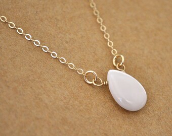 gold rain drop necklace, RAINING DAY, teardrop necklace, rain drop, clear water, petite water drop necklace in 12k gold filled
