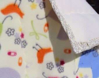 Warm Baby Carriage print fleece with Ivory back and calico edge