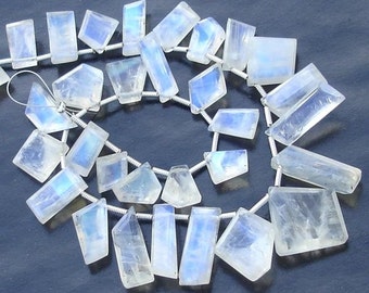 FULL Strand, Blue Flashy Rainbow Moonstone Faceted Fancy Cut Shaped Briolettes, 10-15mm Long size,GORGEOUS