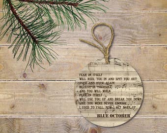 Blue October, Christmas Ornament, Blue October Gift, Music Lover, Ornament, Justin Furstenfeld, Birthday Gift, Fear Lyrics