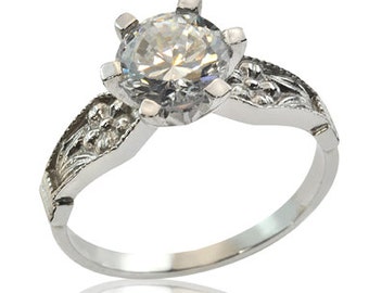 Resplendent Engagement Ring Inlaid Big Diamond in 14K Gold