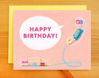 SALE!! Happy Birthday Phone Call Greeting Card
