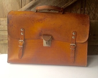 Leather Briefcase Attache Messenger Portfolio