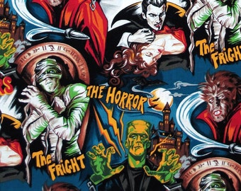 Monster Hollywood Fabric by the Yard Frankenstein dracula Rare