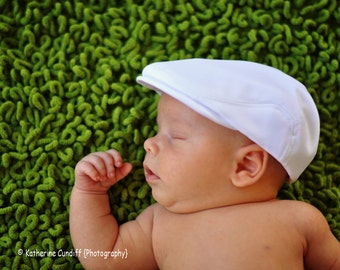 Christening hat white newsboy hat, newsboy cap for baby - Baptism hat, Ring Bearer