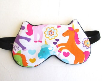 Unicorn Eye mask, Sleep mask, Kitty eye mask, Cat eye mask, Kitty sleep mask- Polka dots.