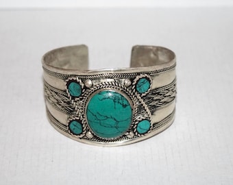 Turquoise Bracelet, Boho bracelet, Silver Bracelet, Tribal Bracelet, Gypsy bracelet, Turquoise jewelry, Tibetan bracelet Hippie Bracelet