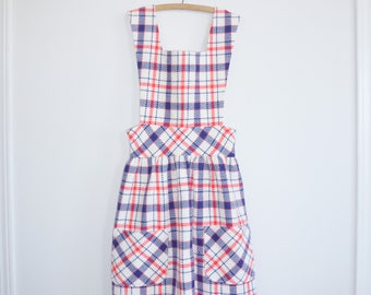 Vintage Blue, White and Red Plaid Dress