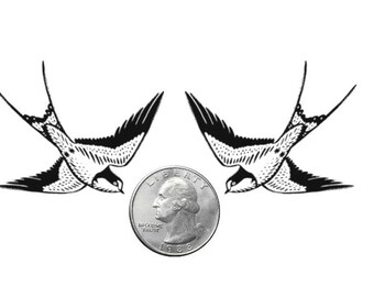 Temporary Tattoo - Set of 2 Swallows - Various Patterns / Tattoo Flash