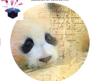 1 cabochon clear 20mm panda theme