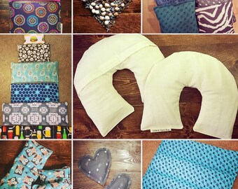 Homemade 100% Natural Hot/Cold Packs! *Organic Flaxseed, Cherry Pits, & Lavender* Reusable Neck Pillow, Handwarmers, Nursing Heat/Ice Pad