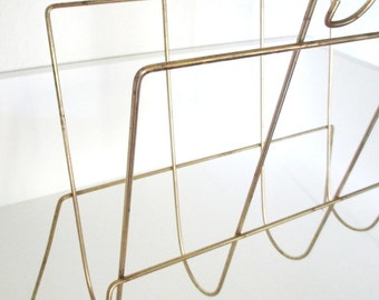 Mid Century Goldtone Magazine Rack