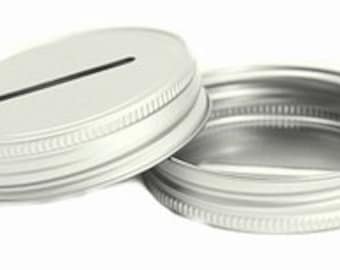 1 COIN SLOT LID Mason Jar Glass Jars Bank Diy Piggy Bank Slotted Slot Money Aluminum Galvanized Lids