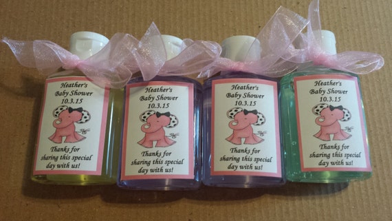Pink Elephant Baby Shower hand sanitizers AdorableANY