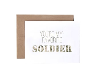 You're My Favorite Soldier - Military Greeting Card, Deployment/Basic Training/AIT/BCT Card, Army Card, Military Care Package Card