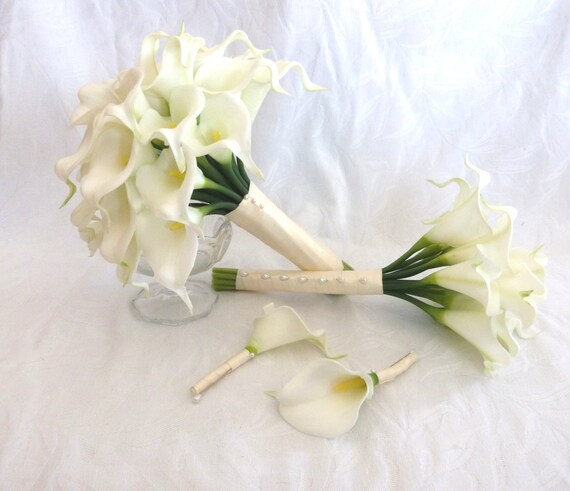 Calla lily wedding bouquet simple elegant Real touch mini