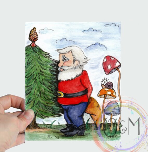 Gnome Print Gnome Kids Room Art Gnome Painting Gnome Art