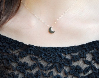 Crescent moon necklace, sterling silver necklace with moon, moon necklace, silver moon necklace, crescent moon jewelry