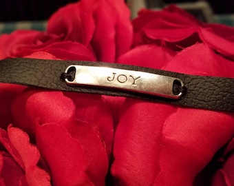 Black Leather JOY Bracelet