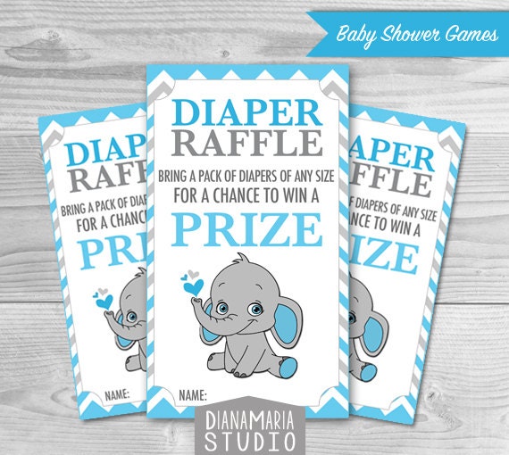 elephant diaper raffle tickets printables for baby boy shower